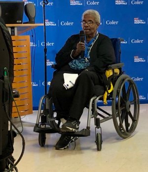 Will Coler Survive? Legislative Brunch Shadowed by Worries Gladys Dixon, CAB Chairperson, talked about her advocacy in behalf of Coler before announcing her retirement from the Board in September.